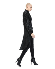 Schwarzes Gothic Damenjackett mit Schwalbenschwanz
