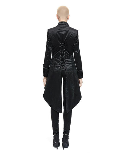 Schwarzes Gothic Damenjackett mit Schwalbenschwanz