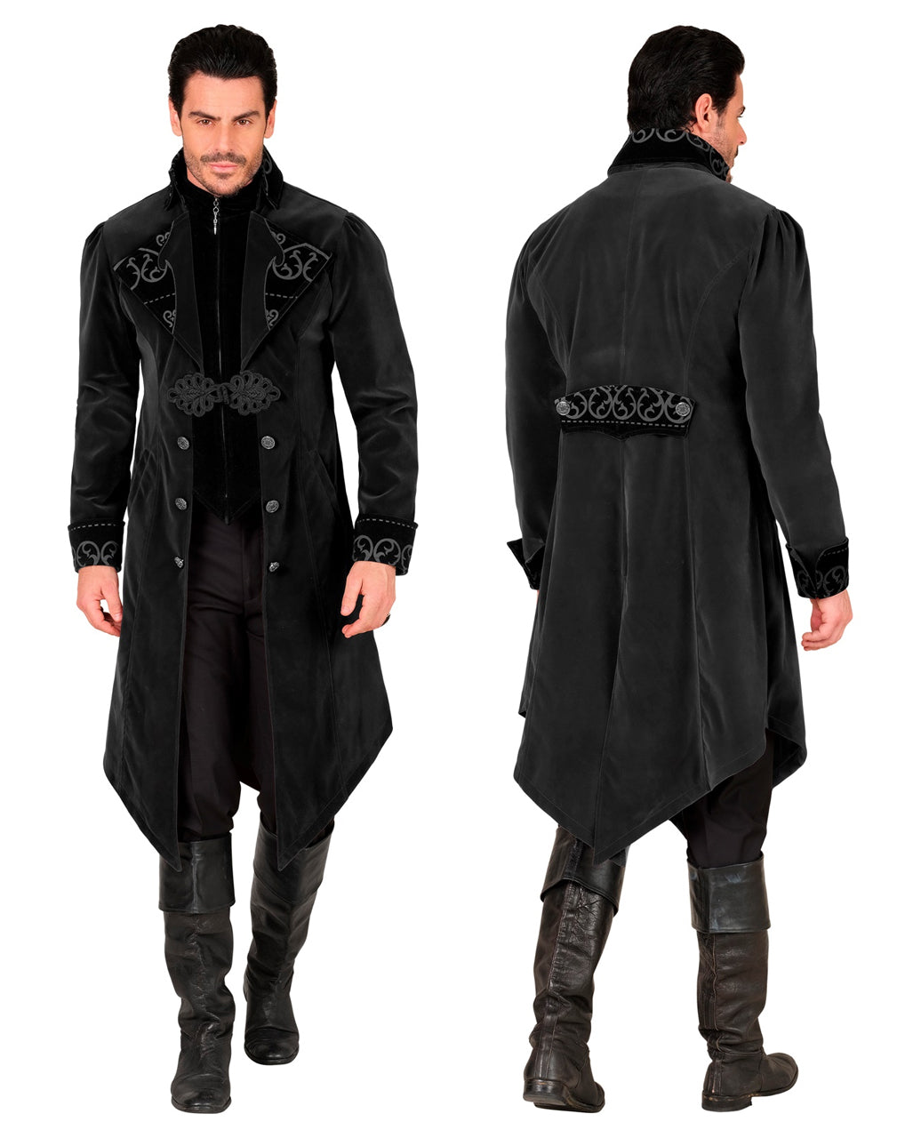 Schwarzer Gothic Mantel als Kostüm