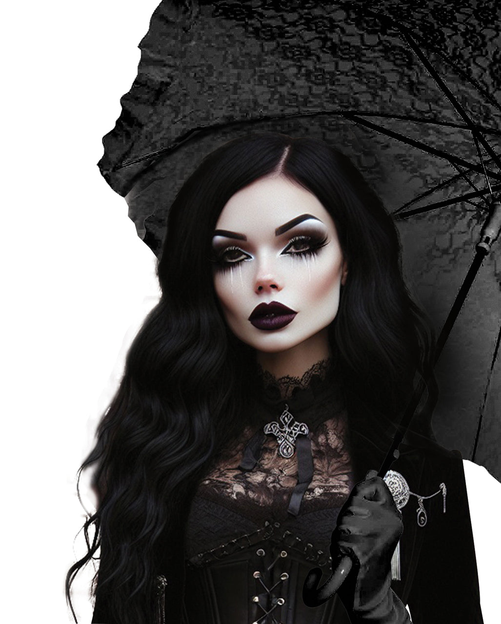 Schwarzer Gothic Sonnenschirm mit Spitze