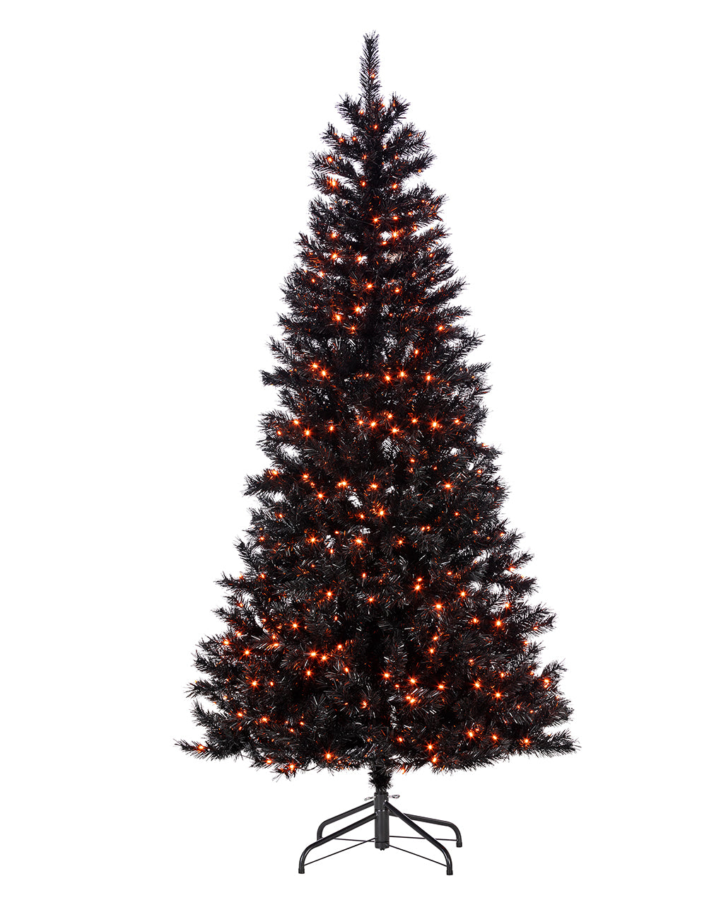 Black Halloween Tree With Orange LEDs 228cm