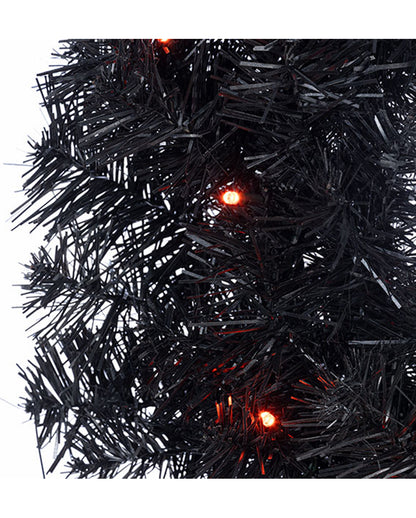 Halloween Kranz mit LED schwarz-orange 60cm