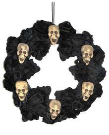 Halloween Door Wreath With Roses & Skulls