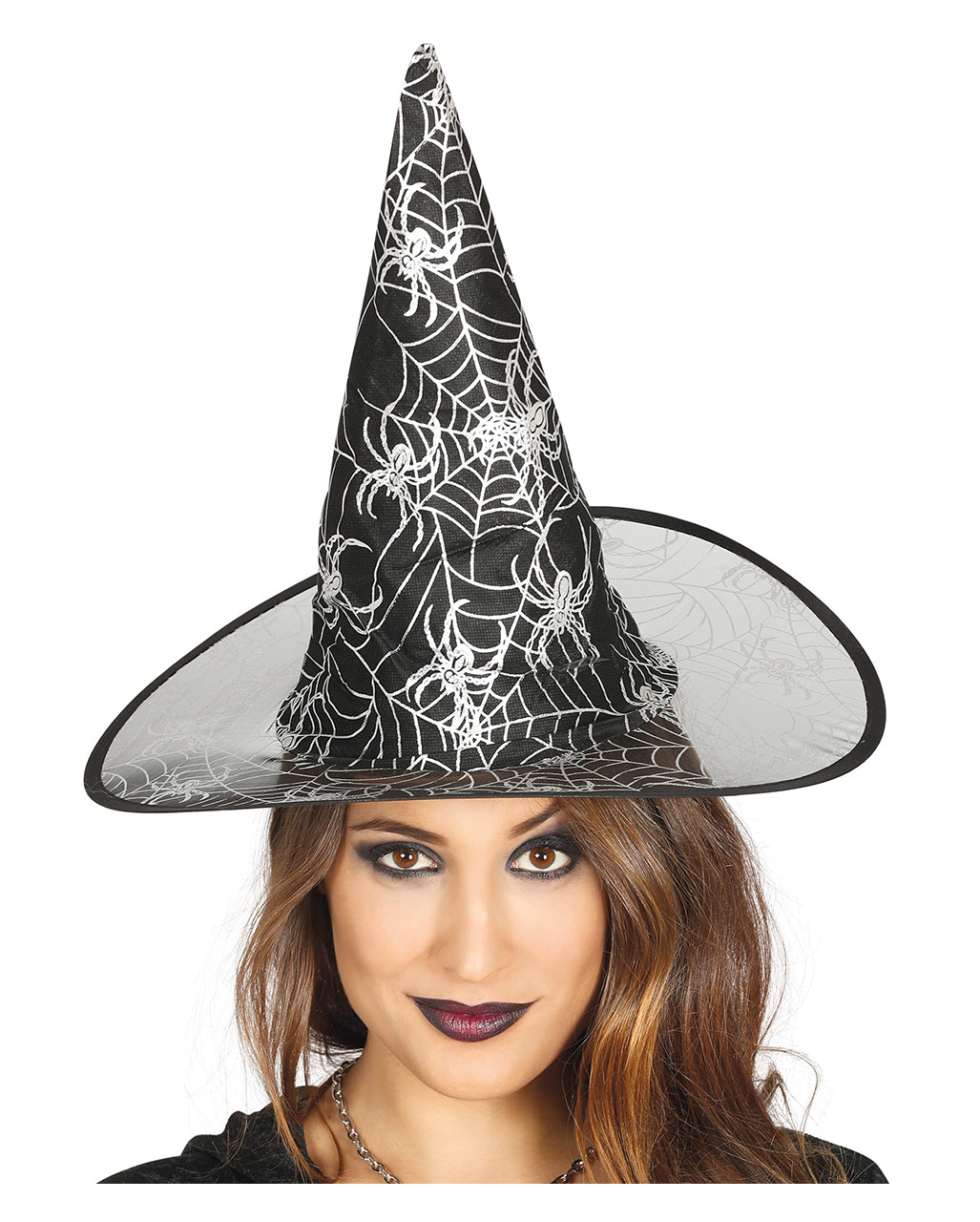 Cappello Strega Nera Con Design Cobwebs