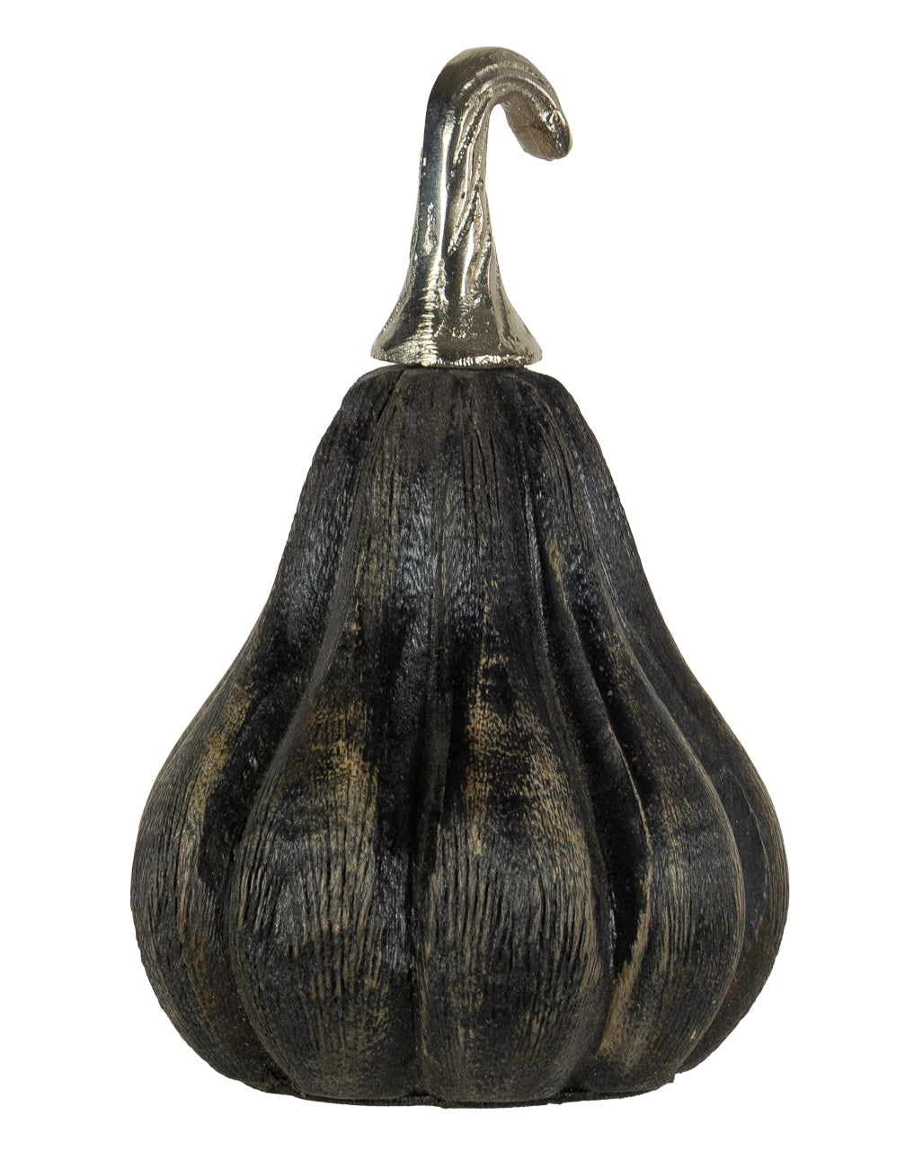 Schwarzer Kürbis aus Holz im Vintage Look 15cm