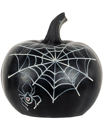 Schwarzer Pumpkin mit Herzförmigen Spinnennetz 10cm