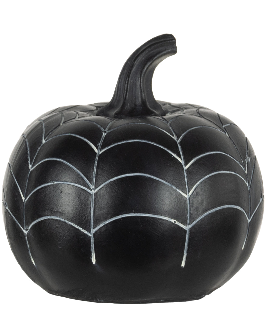 Schwarzer Pumpkin mit Spinnennetz Verzierung 10cm