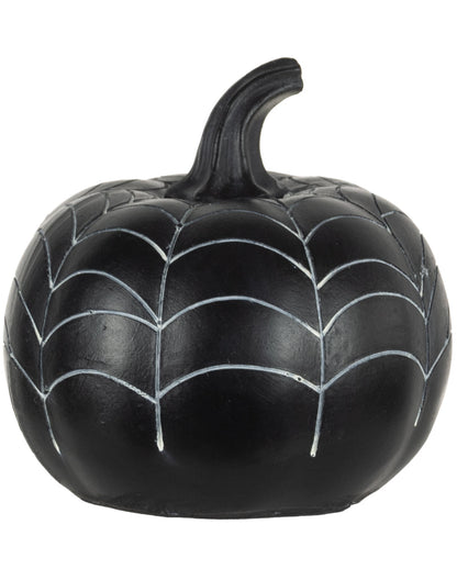 Schwarzer Pumpkin mit Spinnennetz Verzierung 10cm