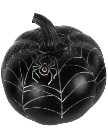 Schwarzer Pumpkin mit Spinnennetz Verzierung 10cm