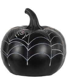 Schwarzer Pumpkin mit Spinnennetz Verzierung 10cm
