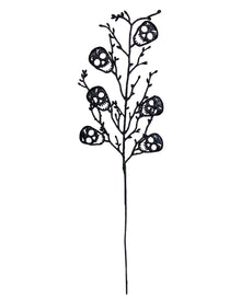 Black Branch With Black Glittering Skulls 68cm