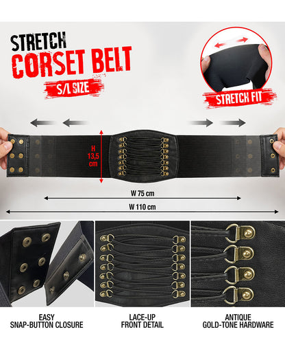 Schwarzer Stretch Korsett Gürtel S-L