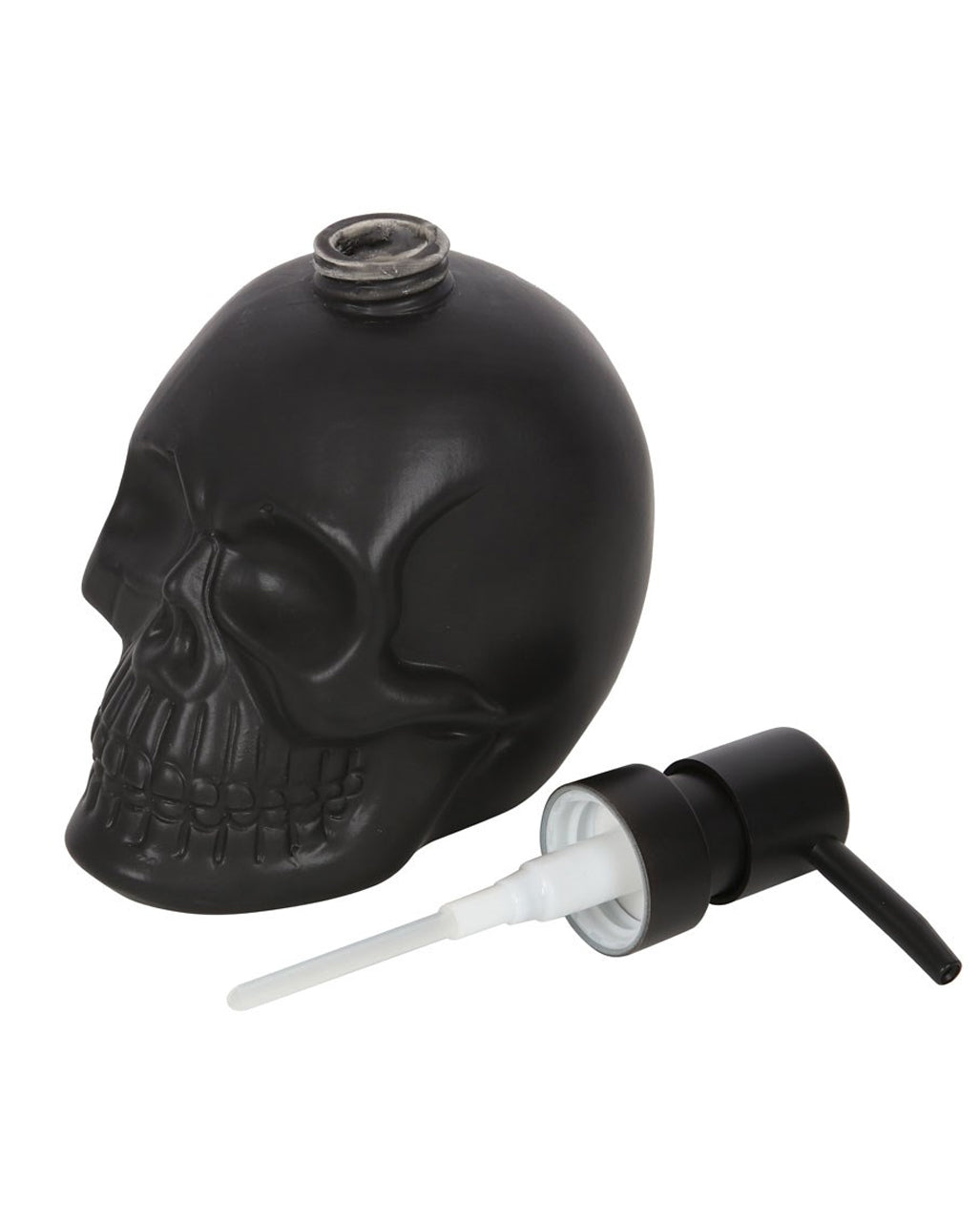 Schwarzer Totenkopf Seifenspender aus Keramik
