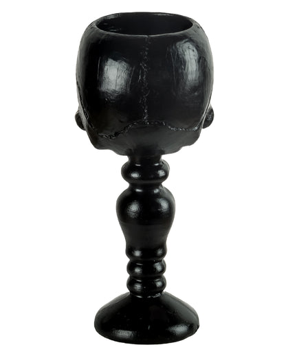 Schwarzer Totenkopf Teelichthalter auf Sockel 14,5cm