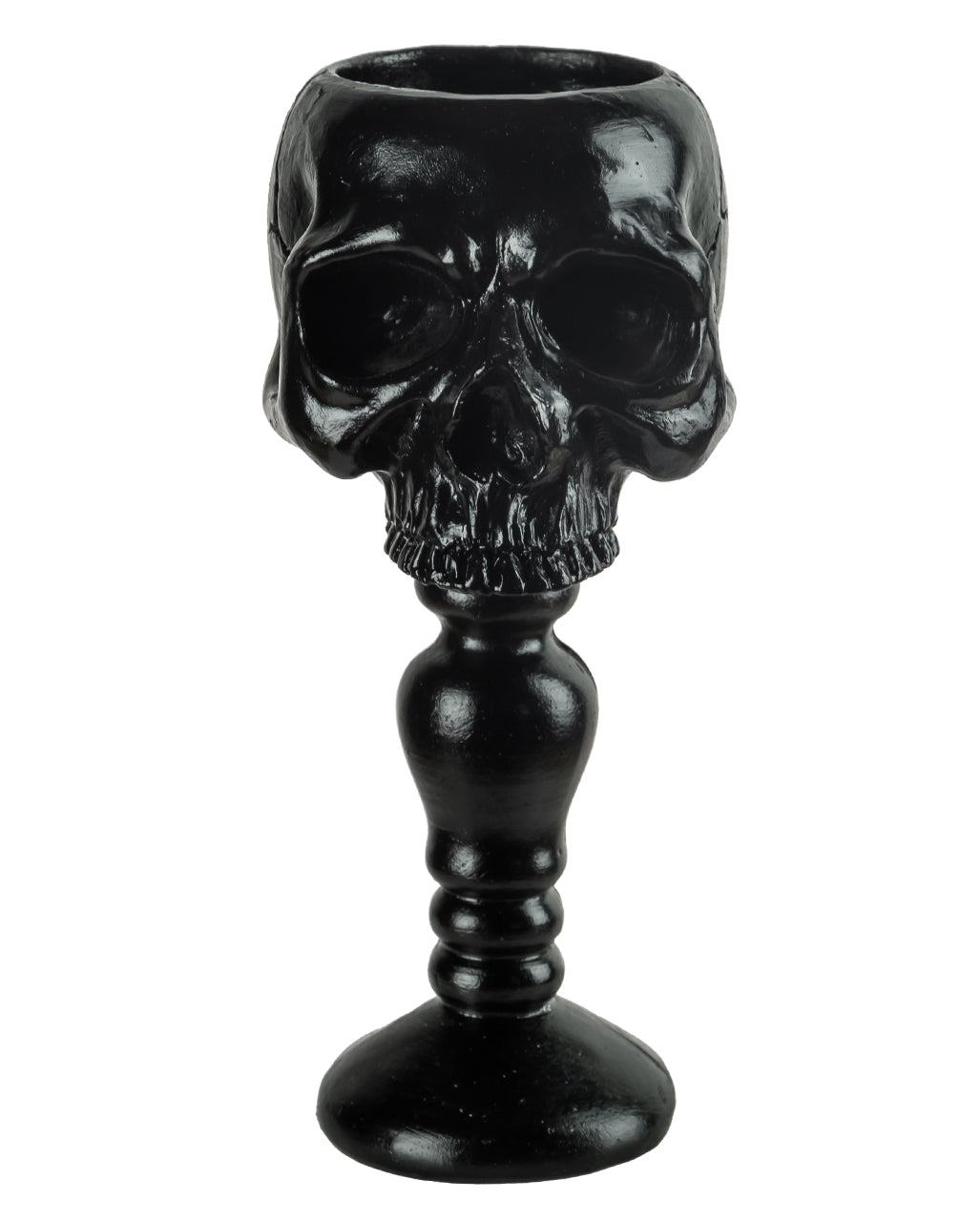 Schwarzer Totenkopf Teelichthalter auf Sockel 14,5cm