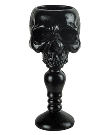 Schwarzer Totenkopf Teelichthalter auf Sockel 14,5cm