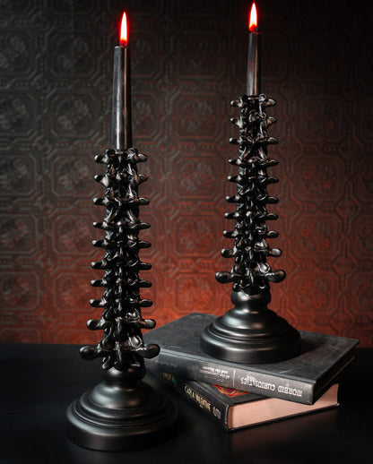 Schwarzer Wirbelsäule Gothic Kerzenhalter 34cm