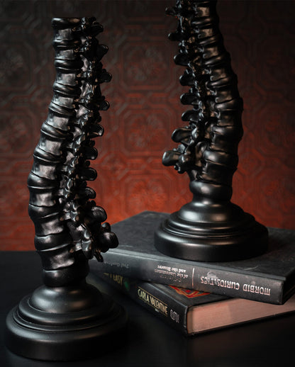 Schwarzer Wirbelsäule Gothic Kerzenhalter 34cm