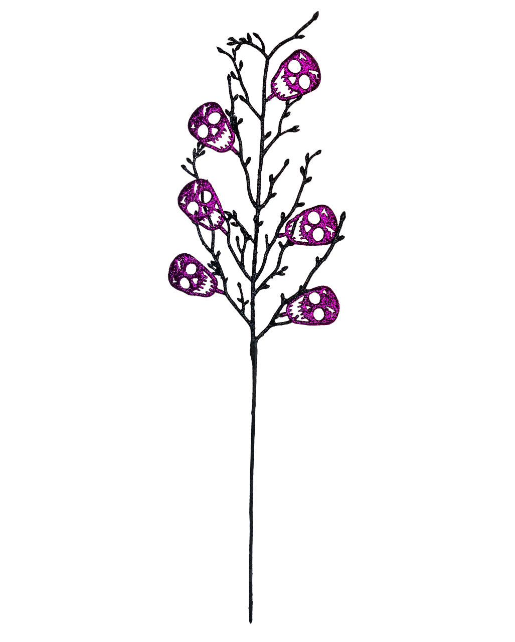 Black Branch With Purple Glittering Skulls 68cm