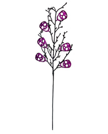Black Branch With Purple Glittering Skulls 68cm