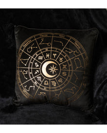 Schwarzes Astrology Wheel Kissen 35x35cm
