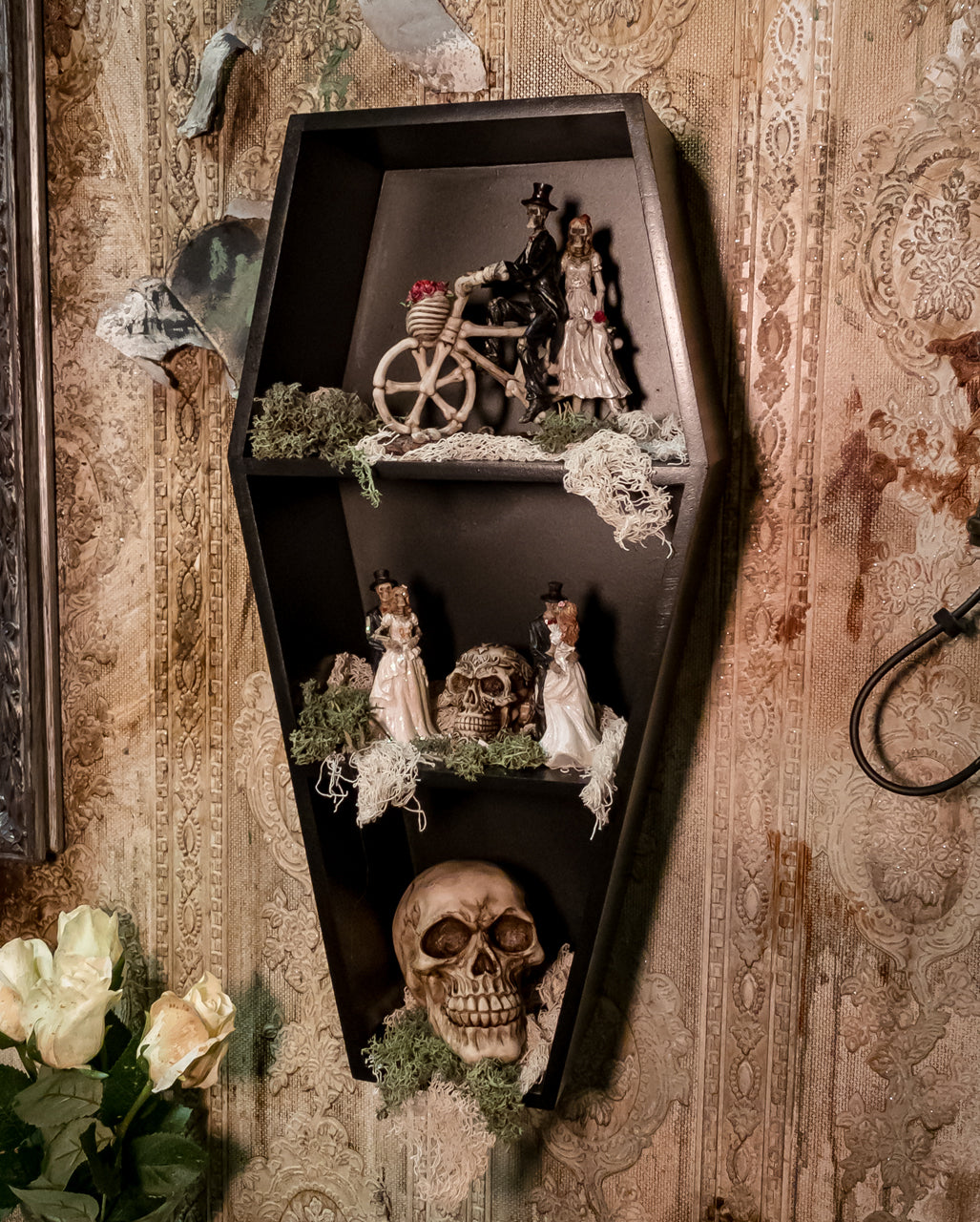 Black Gothic Coffin Shelf 50cm