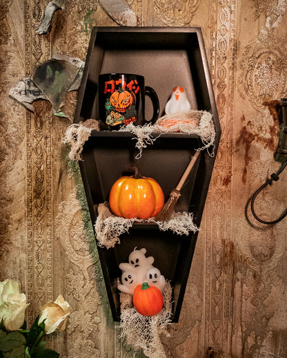 Black Gothic Coffin Shelf 50cm
