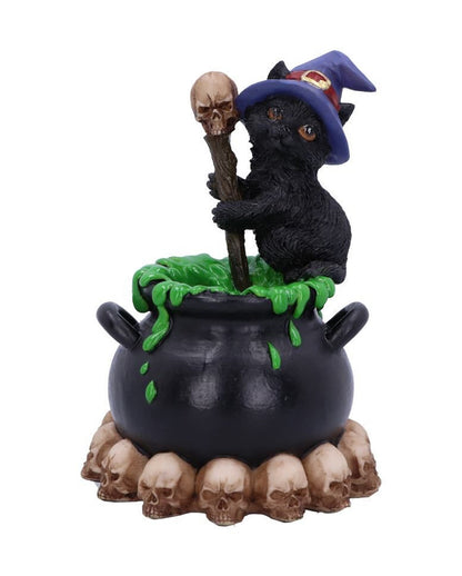 Schwarzes Hexenkätzchen mit Hexenkessel 12cm
