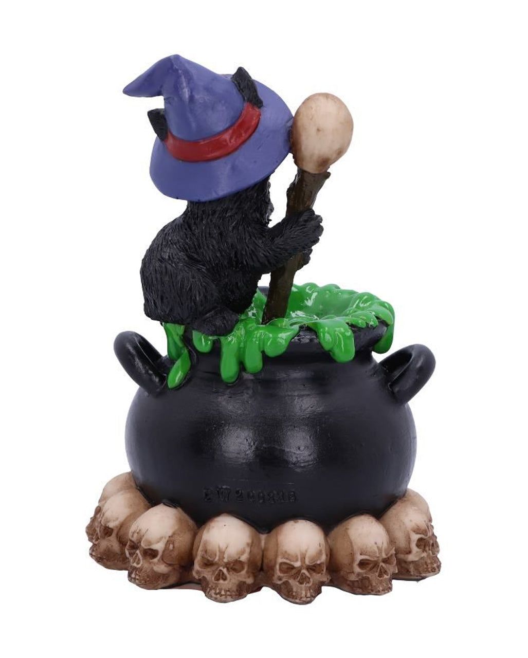 Schwarzes Hexenkätzchen mit Hexenkessel 12cm