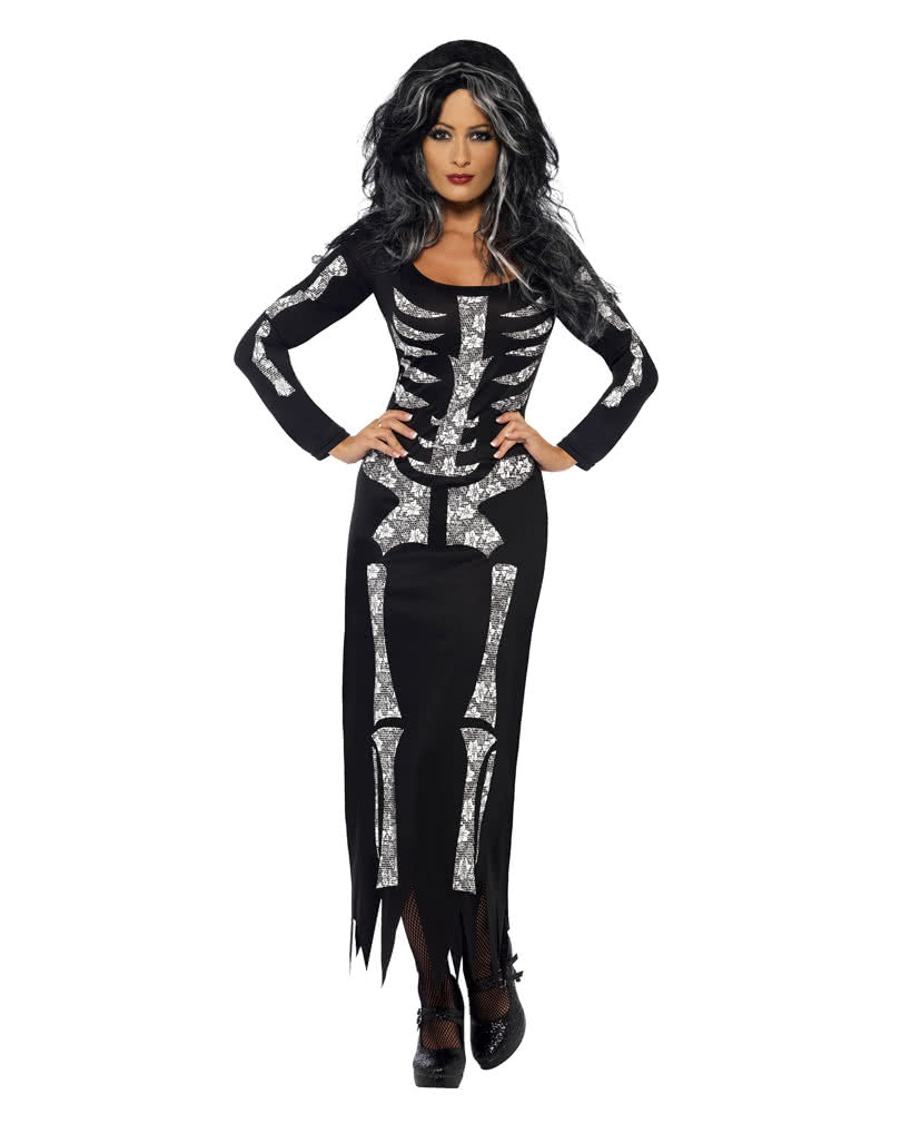 Düsteres Knochenkleid für Halloween & Mottofeste