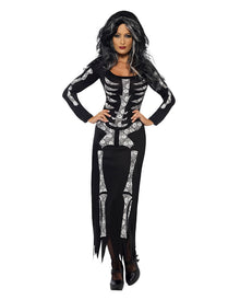 Düsteres Knochenkleid für Halloween & Mottofeste