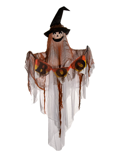 Floating Ghost With Witch's Hat, Movement, Sound & Light 120cm
