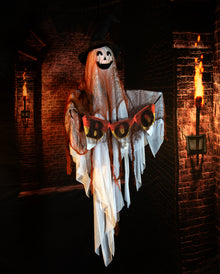 Schwebender Geist mit Hexenhut, Bewegung, Sound & Light 120cm