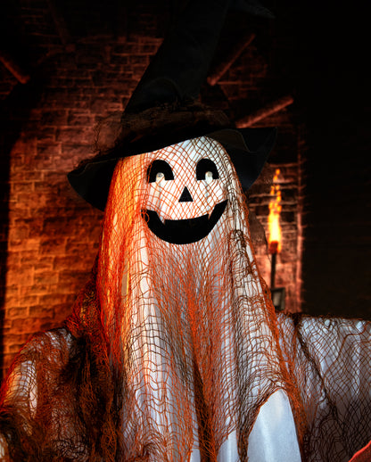 Floating Ghost With Witch's Hat, Movement, Sound & Light 120cm