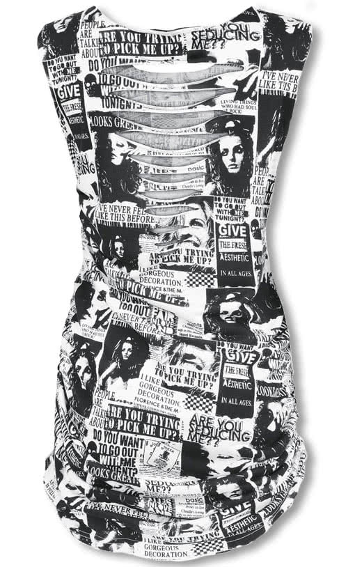 Punk Kleid im Zeitunsdesign
