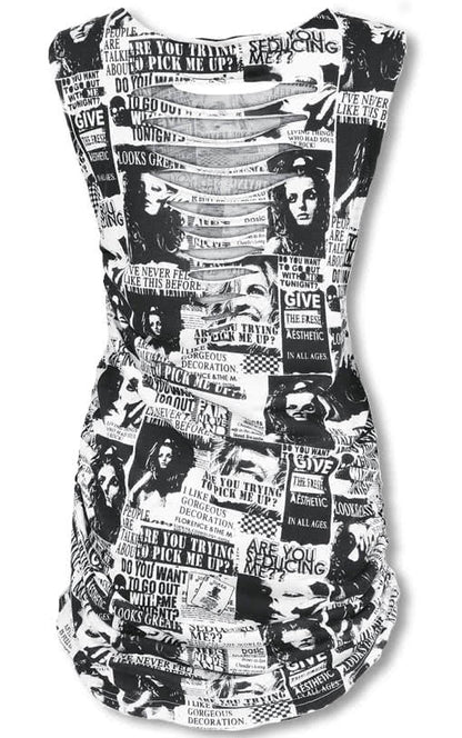 Punk Kleid im Zeitunsdesign