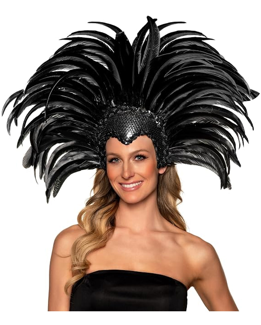 Showgirl Kopfschmuck mit Hahnenfedern