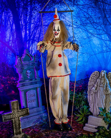 Sich schüttelnder Horrorclown auf Schaukel 140cm