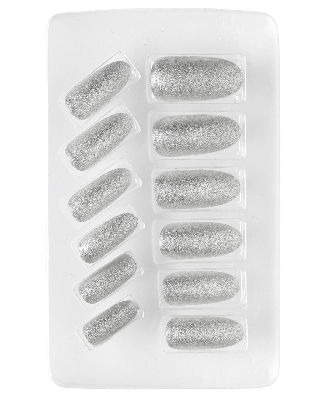 Glitzer Fingernägel Silber 12 St.