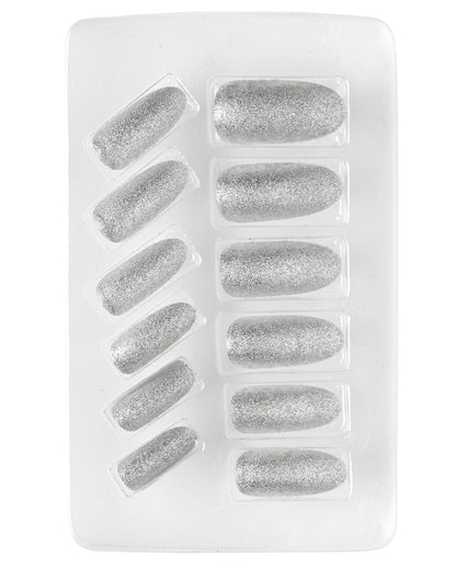 Glitzer Fingernägel Silber 12 St.