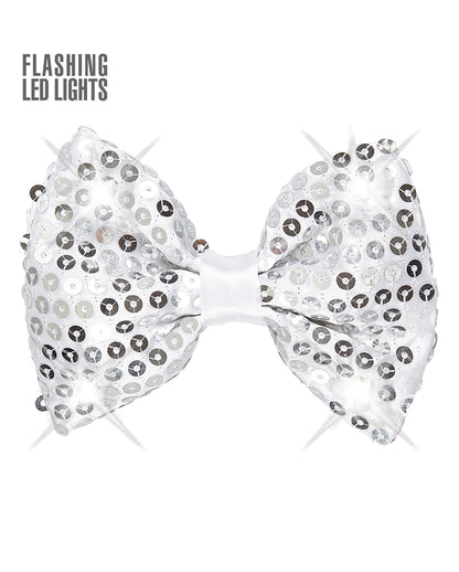 LED Pailletten Fliege Silber