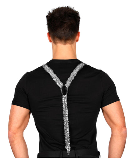 Silver Sequin Suspenders