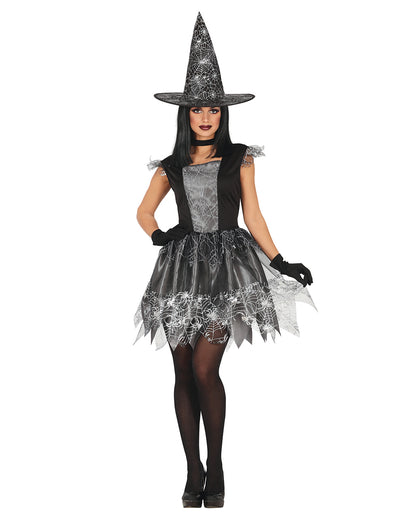 Spinnenhexe Kostüm für Damen Silber