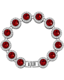Silver Rhinestone Bracelet with Red Gemstones