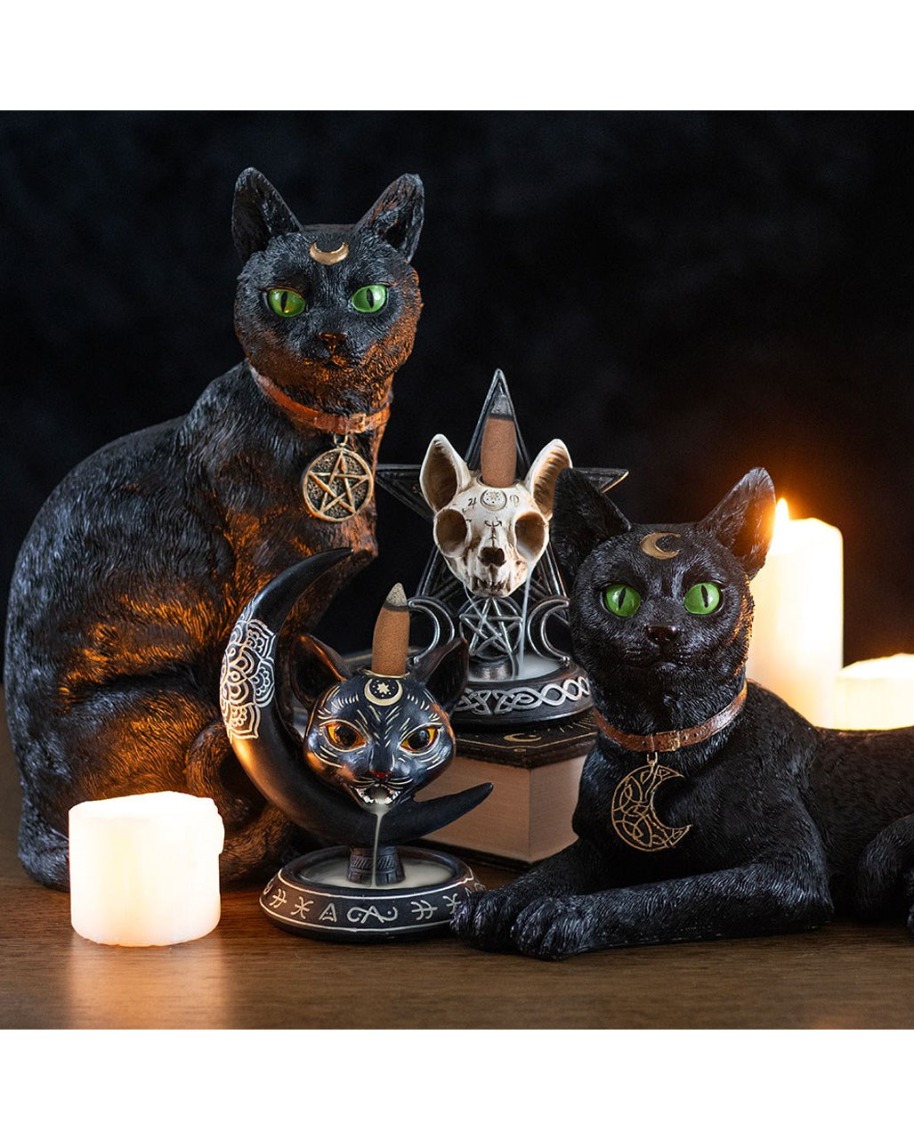 Sitzende Katze mit Halbmond 29cm