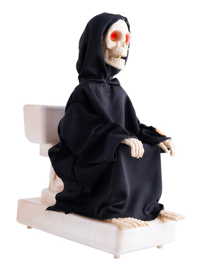 Skelett auf Toilette mit Licht, Sound & Bewegung 35cm