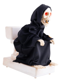 Skelett auf Toilette mit Licht, Sound & Bewegung 35cm
