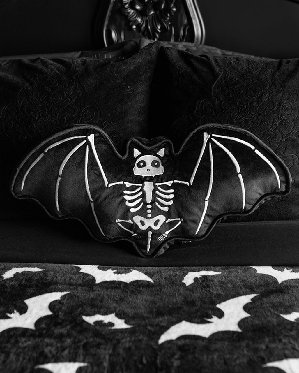 XL Gothic Kuscheldecke mit Fledermaus Motiv 152x178cm