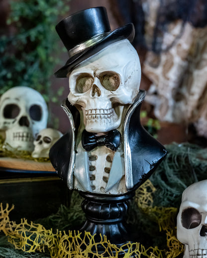 Skelett Gentleman Büste mit Frack & Hut 26,5cm