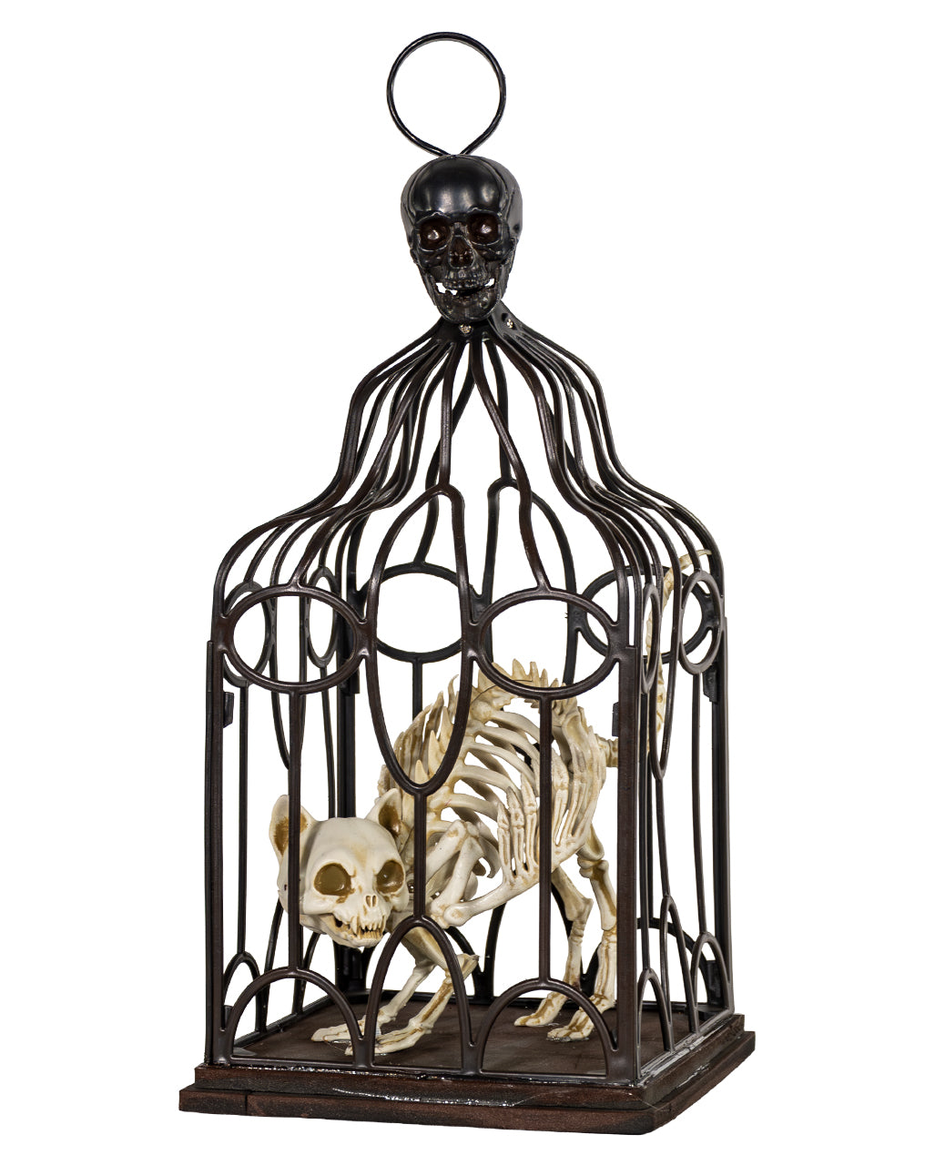 Skeleton Cat In Cage 33cm